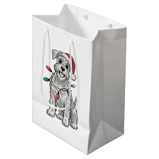 Miniature Schnauzer Christmas Xmas Dog Lover Gift  Medium Cadeauzakje (Voorkant Gekanteld)