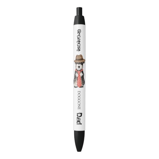 Miniature Schnauzer Dad Zwarte Inkt Pen (Voorkant Verticaal)