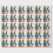 Miniature Schnauzer Decorating Christmas Tree Dog  Cadeaupapier (Vlak)