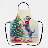 Miniature Schnauzer Decorating Christmas Tree Dog  Schort (Voorkant)