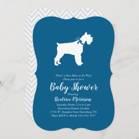 Miniature Schnauzer Dog Baby shower Blue Boy Kaart (Voorkant / Achterkant)