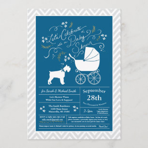 Miniature Schnauzer Dog Baby shower Blue Boy Kaart