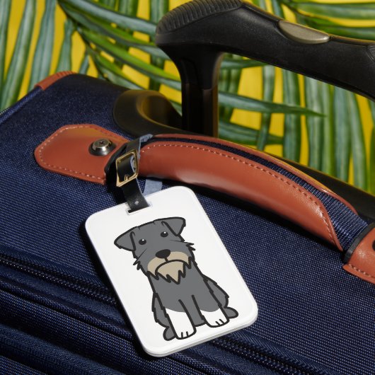Miniature Schnauzer Dog Cartoon Bagagelabel (Voorkant Insitu 1)