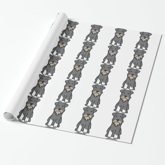 Miniature Schnauzer Dog Cartoon Cadeaupapier (Uitgerold)