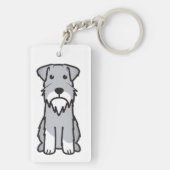 Miniature Schnauzer Dog Cartoon Sleutelhanger (achterkant)