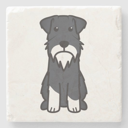 Miniature Schnauzer Dog Cartoon Stenen Onderzetter (Voorkant)