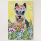 Miniature Schnauzer Dog Flowers Legpuzzel (Verticaal)