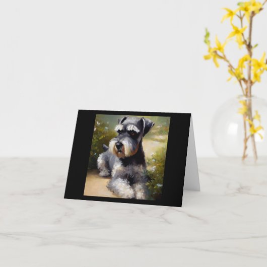 Miniature Schnauzer Dog Kaart (Gele Bloem)