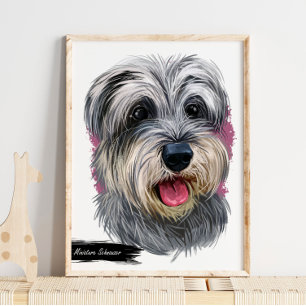Miniature Schnauzer Dog Portret   Pet Portret Poster