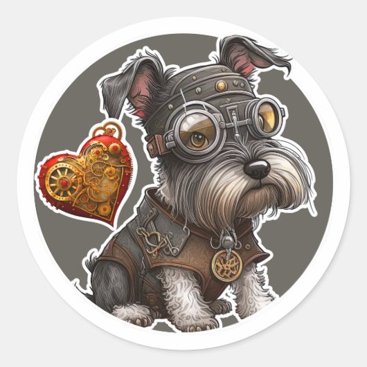 Miniature Schnauzer Dog Ronde Sticker (Voorkant)