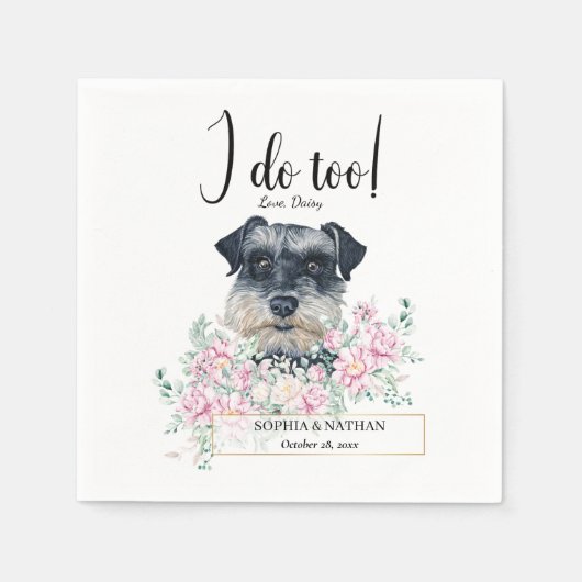 Miniature Schnauzer Dog Wedding Cocktail Napkins Servet (Voorkant)