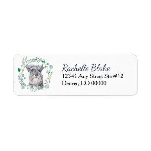 Miniature Schnauzer Dog WreatReturn Address Etiket