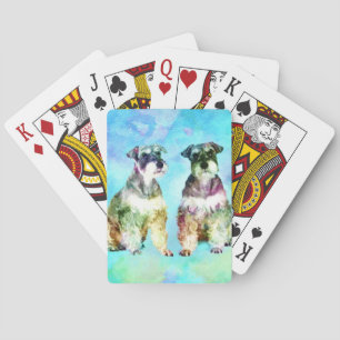 Miniature Schnauzer dogs Waterverf Digital Art Pokerkaarten