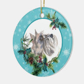Miniature Schnauzer Evergreen Blue Snowflake Keramisch Ornament (Links)