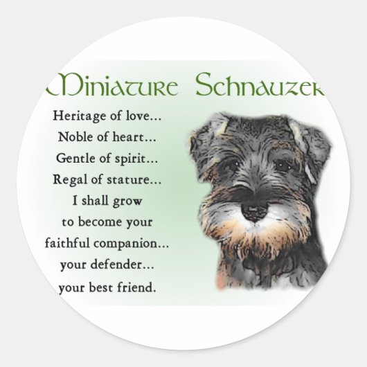 Miniature Schnauzer Gifts Ronde Sticker (Voorkant)
