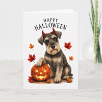 Miniature Schnauzer Halloween Duivel Hond