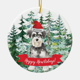 Miniature Schnauzer Happy Howlidays Dog Keramisch Ornament