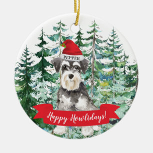 Miniature Schnauzer Happy Howlidays Dog Keramisch Ornament