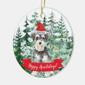 Miniature Schnauzer Happy Howlidays Dog Keramisch Ornament (Links)