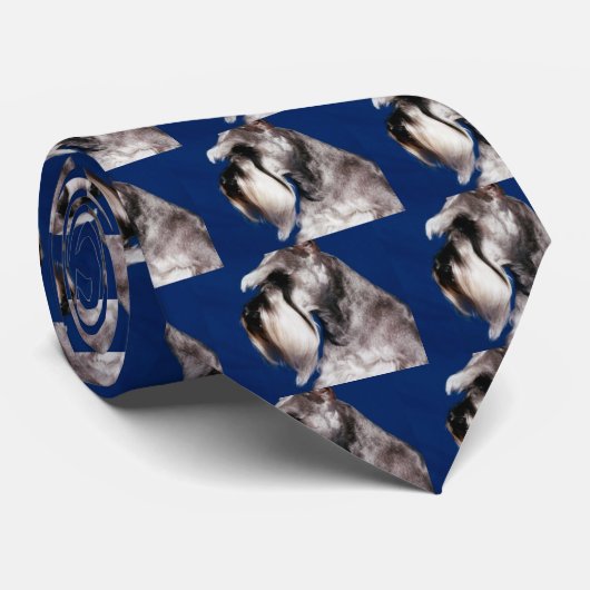 Miniature Schnauzer Head Studie Stropdas (Opgerold)