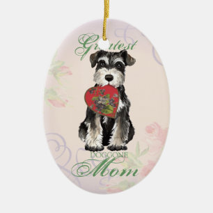 Miniature Schnauzer Heart Mam Keramisch Ornament