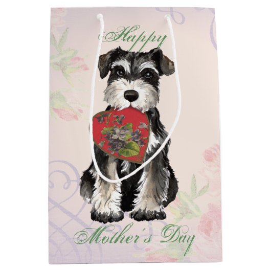 Miniature Schnauzer Heart Mam Medium Cadeauzakje (Voorkant)