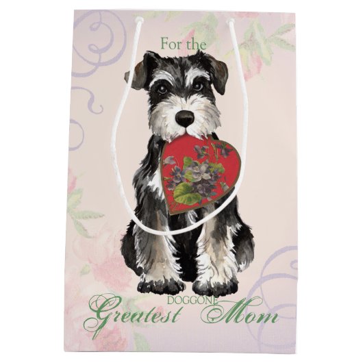 Miniature Schnauzer Heart Mam Medium Cadeauzakje (Achterkant)