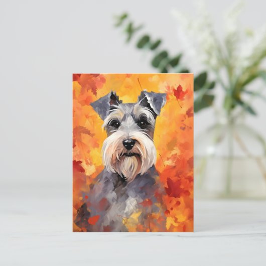 Miniature Schnauzer Herfst Dankzegging Briefkaart (Staand voorkant)