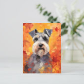 Miniature Schnauzer Herfst Dankzeging Briefkaart (Staand voorkant)