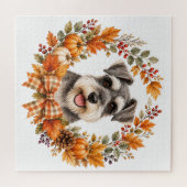 Miniature Schnauzer Herfst Legpuzzel (Horizontaal)