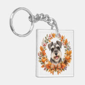 Miniature Schnauzer Herfst Sleutelhanger (Voorkant Links)