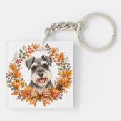 Miniature Schnauzer Herfst Sleutelhanger (Achterkant)