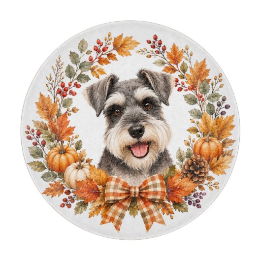 Miniature Schnauzer Herfst Snijplank (Voorkant)