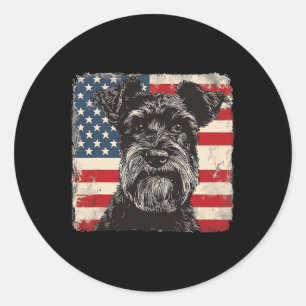 Miniature Schnauzer-hond patriottisch 4 juli-cadea Ronde Sticker