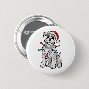 Miniature Schnauzer Kerstmis Xmas Hond Liefhebber  Ronde Button 5,7 Cm