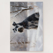 Miniature Schnauzer Laat het Sneeuwen Kerstmis Legpuzzel (Verticaal)