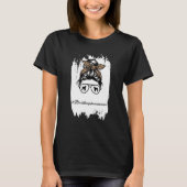 Miniature Schnauzer Mam Messy Bun Leopard T-shirt (Voorkant)