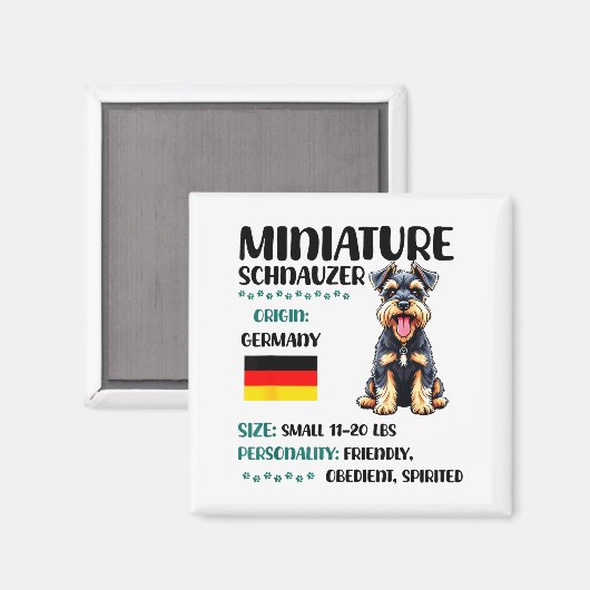 Miniature Schnauzer Origin Funny Mini Schnauzer Lo Magneet (Voorkant / Achterkant)