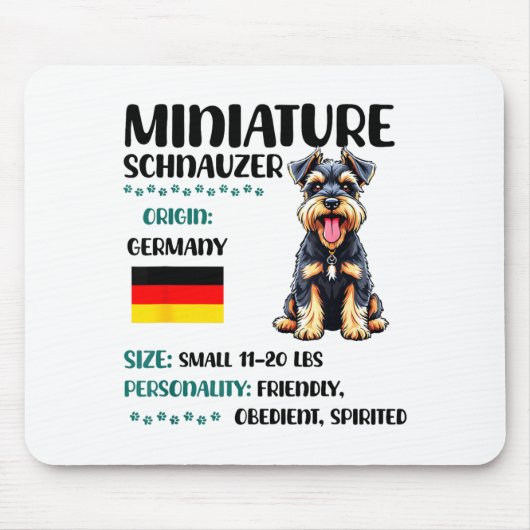 Miniature Schnauzer Origin Funny Mini Schnauzer Lo Muismat (Voorkant)