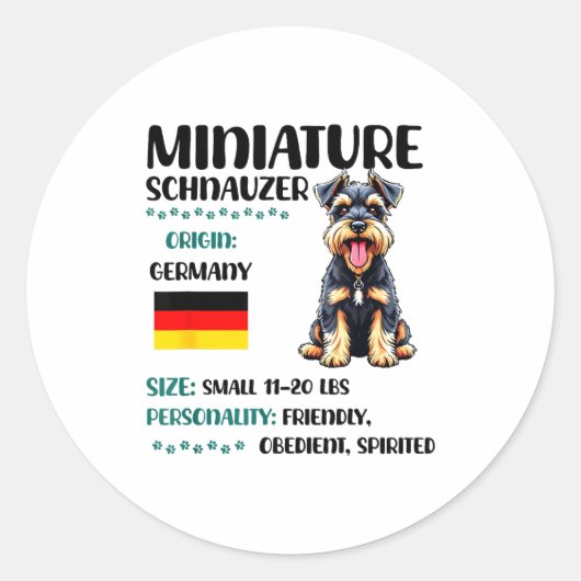 Miniature Schnauzer Origin Funny Mini Schnauzer Lo Ronde Sticker (Voorkant)