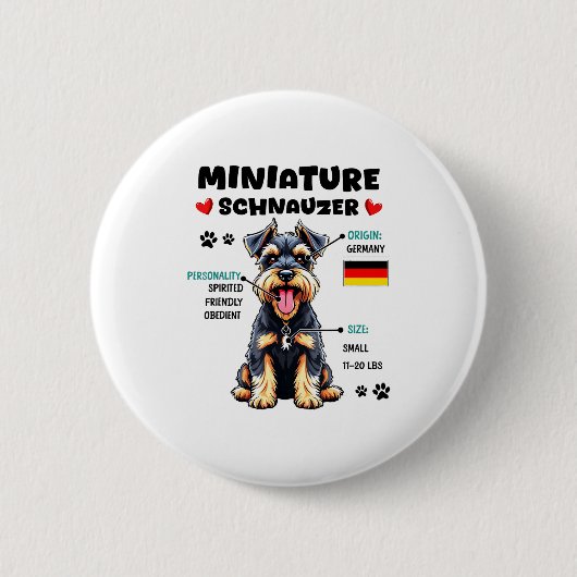 Miniature Schnauzer Owner Funny Mini Schnauzer Lov Ronde Button 5,7 Cm (Voorkant)