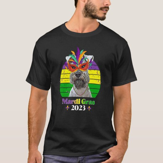 Miniature Schnauzer Party Dog Mardi Gras 2023 T-shirt (Voorkant)