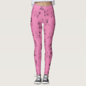 Miniature Schnauzer Patroon Roze Leggings (Voorkant)