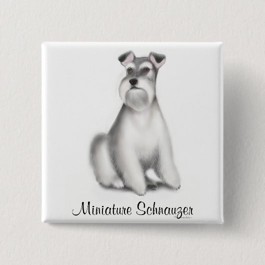 Miniature Schnauzer Pin Vierkante Button 5,1 Cm (Voorkant)