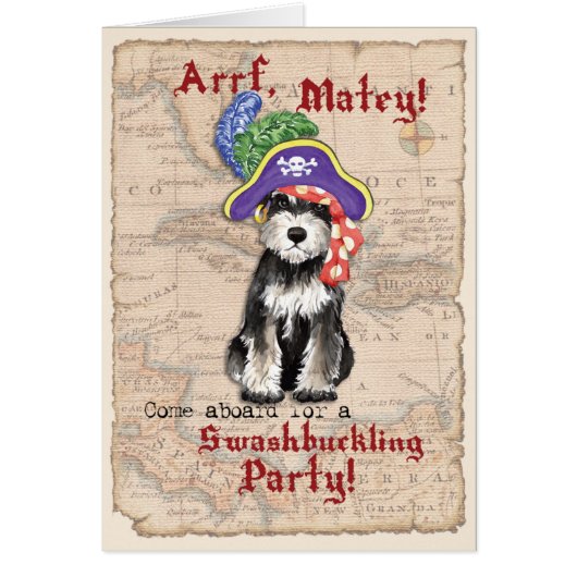 Miniature Schnauzer Pirate Invitation (Voorkant)