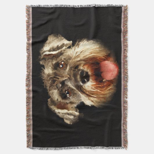 Miniature Schnauzer Portrait Waterverf Deken (Voorkant Verticaal)