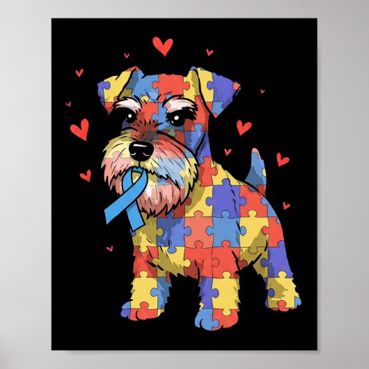 Miniature Schnauzer Puzzel Autisme Bewustzijn Hond Poster (Voorkant)