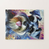 Miniature Schnauzer puzzel: Zwart Peperschnauzer D Legpuzzel (Horizontaal)
