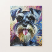 Miniature Schnauzer puzzel: Zwart Peperschnauzer D Legpuzzel (Verticaal)