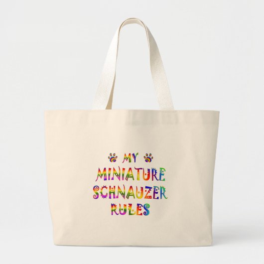 Miniature Schnauzer Rules Fun Grote Tote Bag (Voorkant)